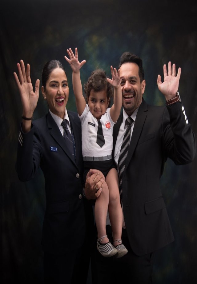 Gaurav Taneja with his wife and daughter